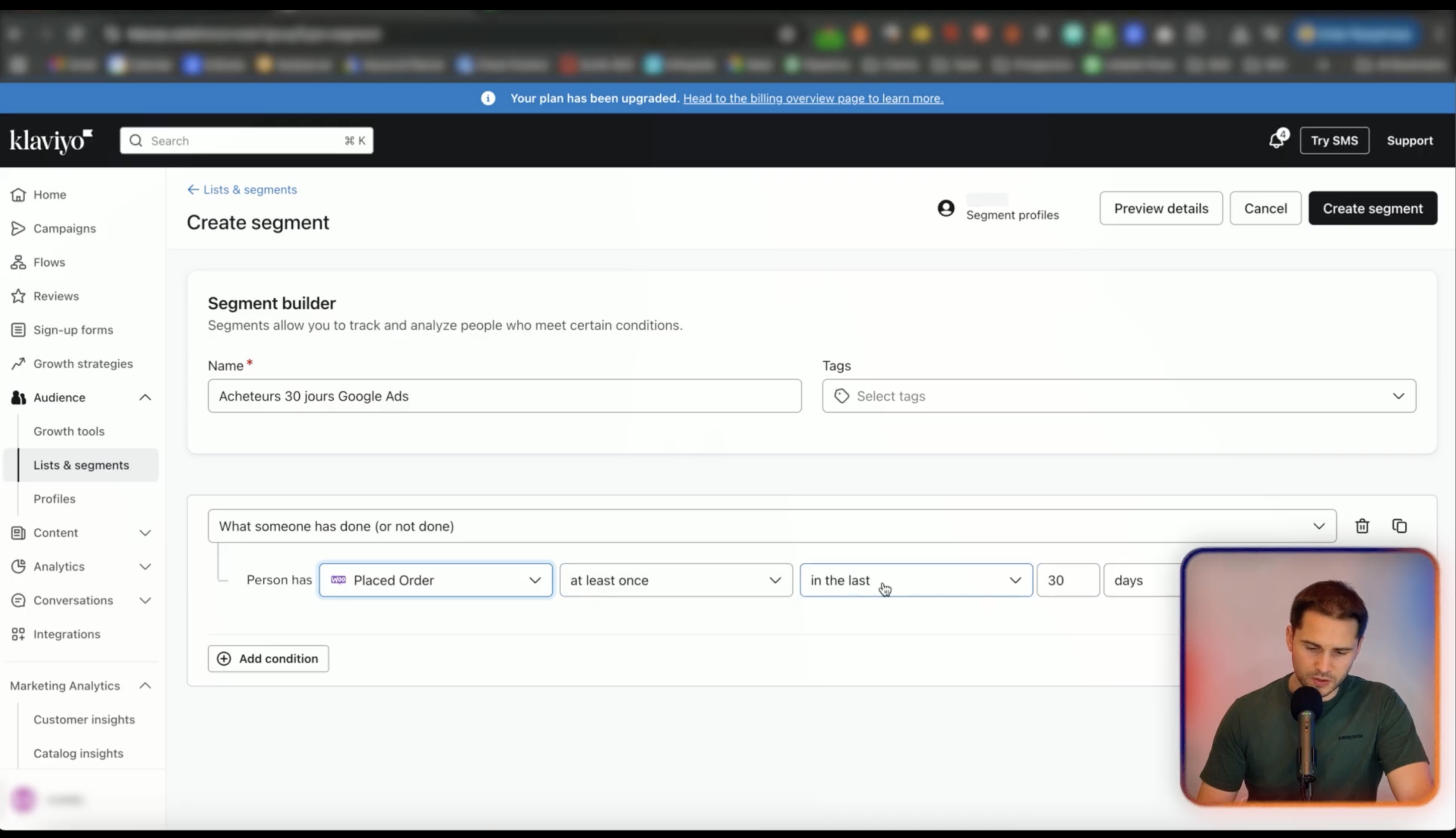 uploader liste clients google ads klaviyo