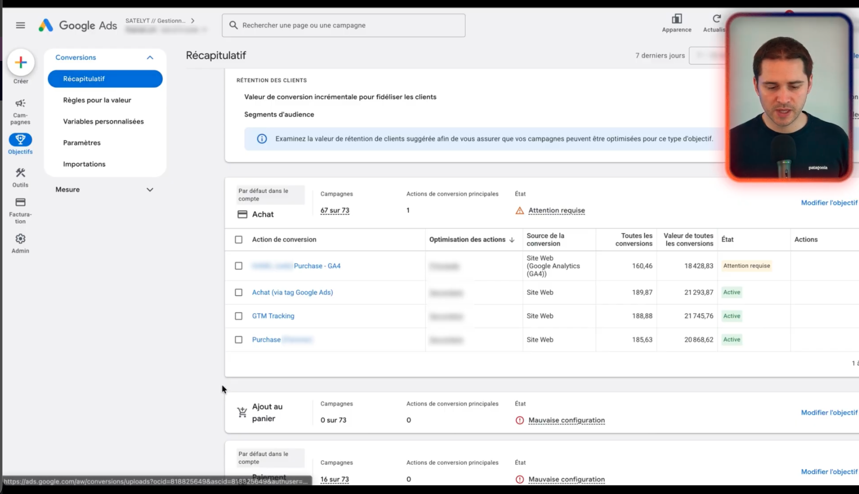 Google Ads ecommerce : vérifier tracking conversion