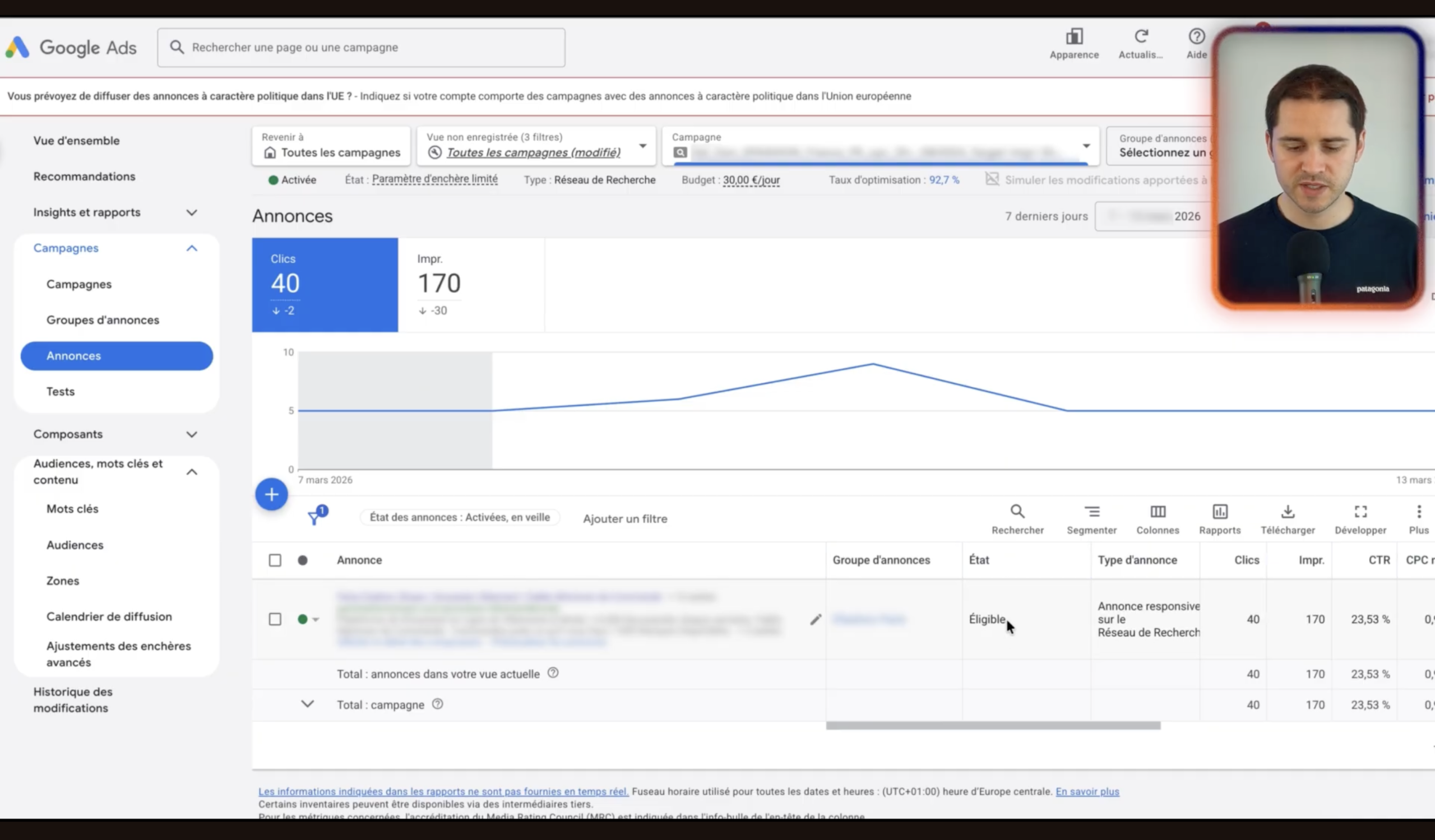 Google Ads ecommerce : vérifier éligibilité annonce